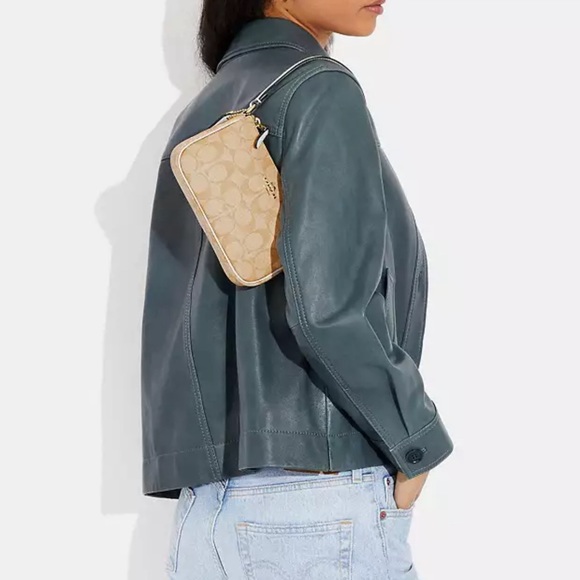 Coach Nolita 19 In Signature Canvas Bag in blocked. Gold/light/khaki Ivory. NWT. - Picture 5 of 6